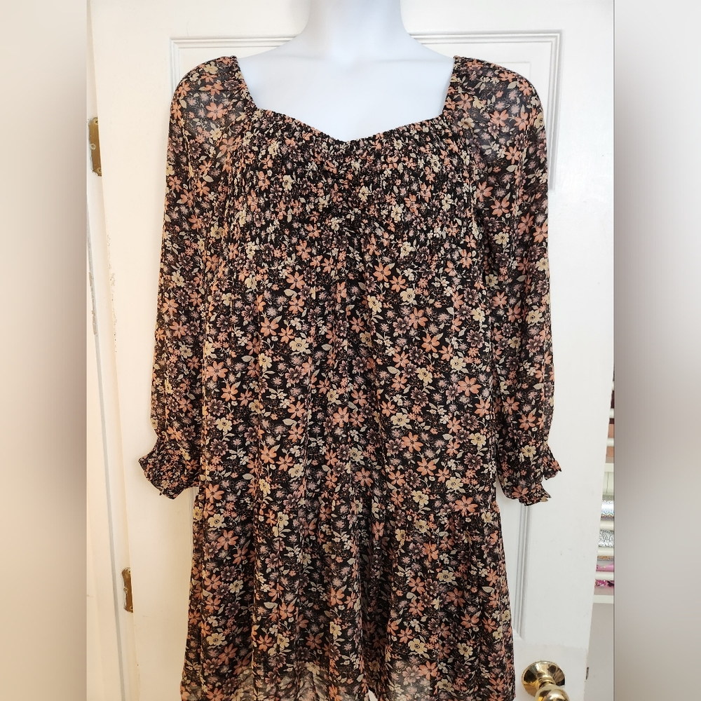 Floral Smocked Bodice Babydoll Dress